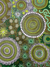 Load image into Gallery viewer, &quot;Budgerigar Dreaming Story &amp; Bush Tucker&quot; Julieanne Nungurrayi Turner 90cm x 148cm
