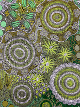 Load image into Gallery viewer, &quot;Budgerigar Dreaming Story &amp; Bush Tucker&quot; Julieanne Nungurrayi Turner 90cm x 148cm
