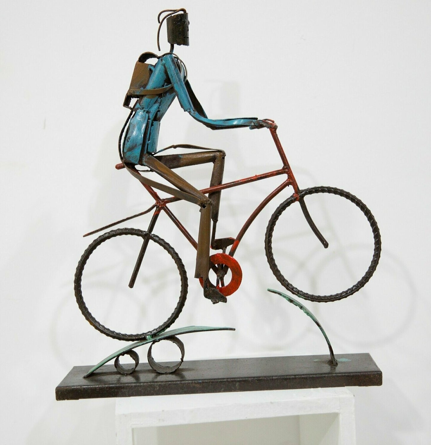 Bike and Rider Metal Sculpture